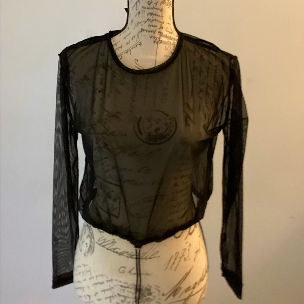 NWOT BlueBella Black Mesh Cropped Beach Cover-Up US 6 (S)